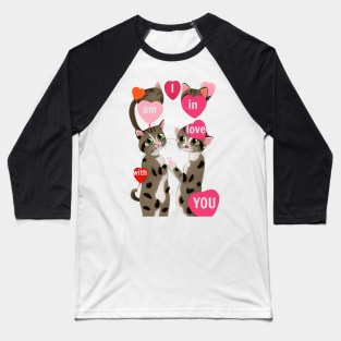 Cute Little Valentine Love Cats Baseball T-Shirt